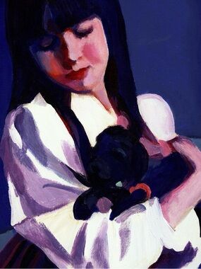 ORIGINAL PAINTING - “Girl With Dog” - Tali Yalonetzki - Acrylic on Canvas